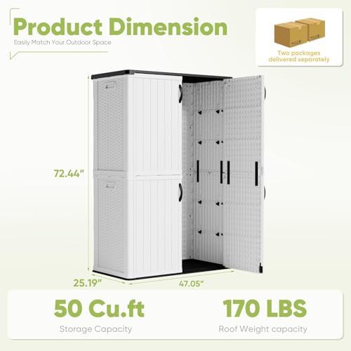 White vertical resin storage cabinet 50 cu ft — photo 5