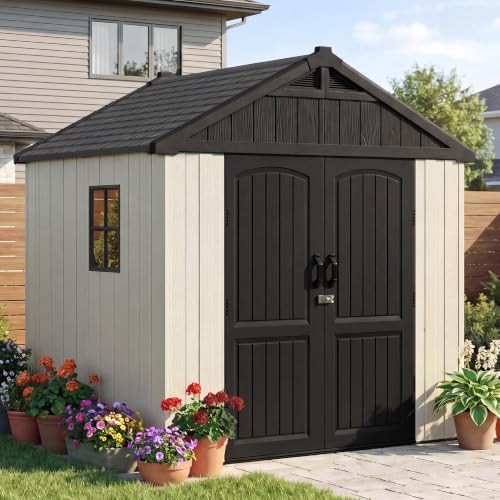 Large resin outdoor storage shed 8x6 ft