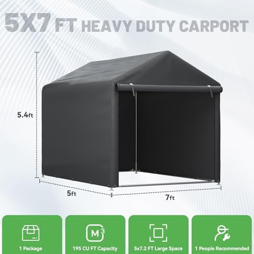 Portable carport shed with zipper door — photo 3