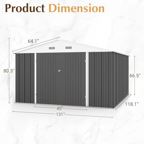 Gray metal garden shed with lock — photo 3