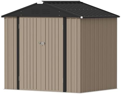 Brown metal outdoor utility shed 8x6 ft