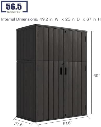 Vertical Black Resin Patio Tool Shed — photo 3