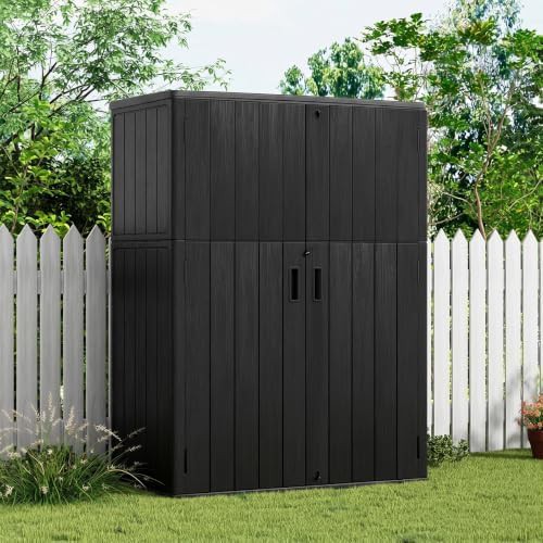 Vertical Black Resin Patio Tool Shed — photo 4