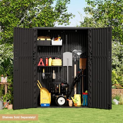 Vertical Black Resin Patio Tool Shed — photo 5