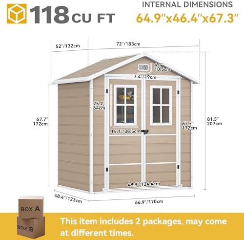Beige double wall plastic storage shed — photo 4
