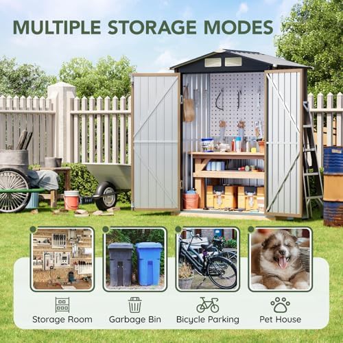 Brown metal shed with double doors — photo 3