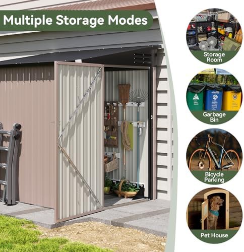 Brown steel lean to garden utility shed — photo 4
