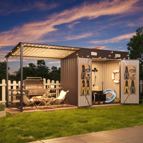 Heavy duty metal shed and gazebo combo