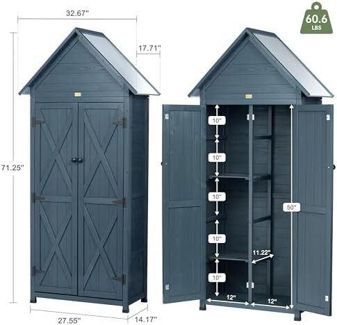 Vertical wooden tool cabinet with floor — photo 3