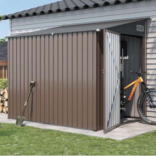 Brown lean to shed with side door