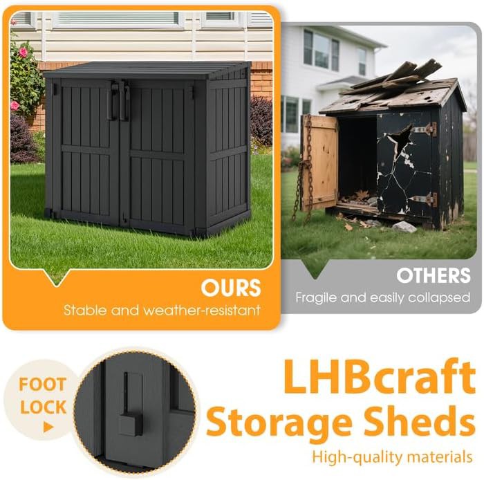 Black resin storage shed with floor panel — photo 4