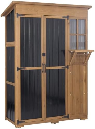 Large garden shed with foldable table