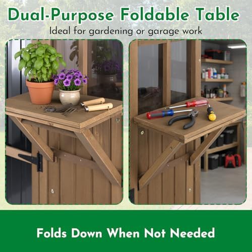 Large garden shed with foldable table — photo 3