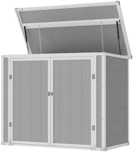 Gray and white resin trash cabinet