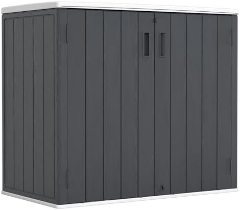 Black lockable resin outdoor storage cabinet