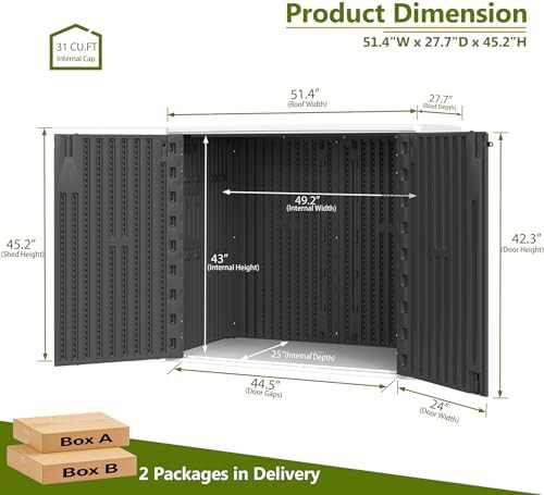 Black lockable resin outdoor storage cabinet — photo 3
