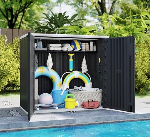 Black lockable resin outdoor storage cabinet — photo 4