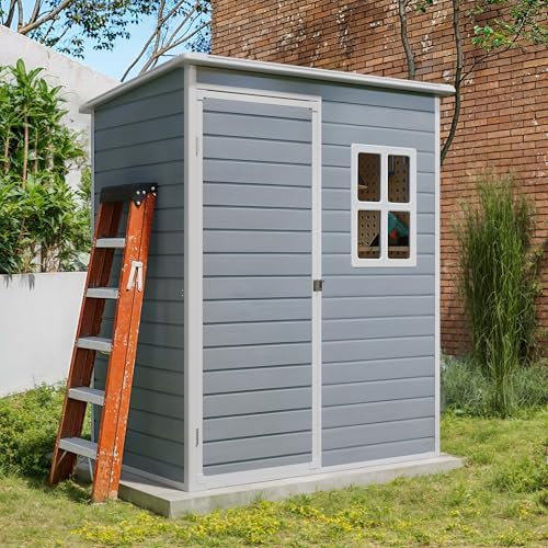 Weatherproof Gray Resin Garden Storage Shed