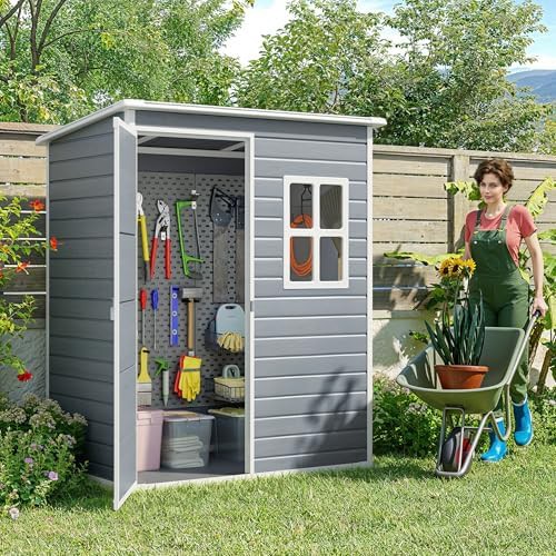 Weatherproof Gray Resin Garden Storage Shed — photo 3