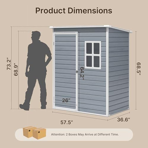 Weatherproof Gray Resin Garden Storage Shed — photo 4