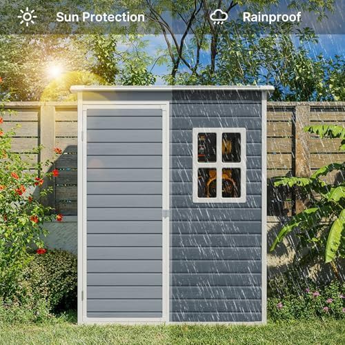 Weatherproof Gray Resin Garden Storage Shed — photo 5
