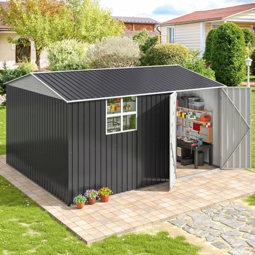 Metal storage shed with integrated window