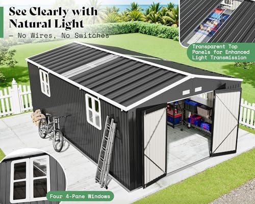 Large metal garden shed with transparent panels — photo 4