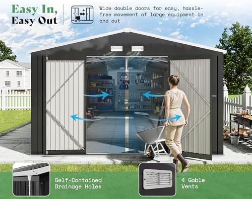 Large metal garden shed with transparent panels — photo 5