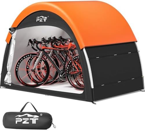 Weatherproof fabric shed for five bikes