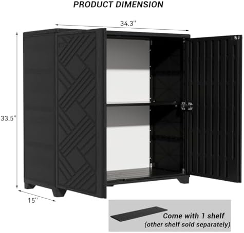Black Resin Storage Cabinet with Shelves — photo 3