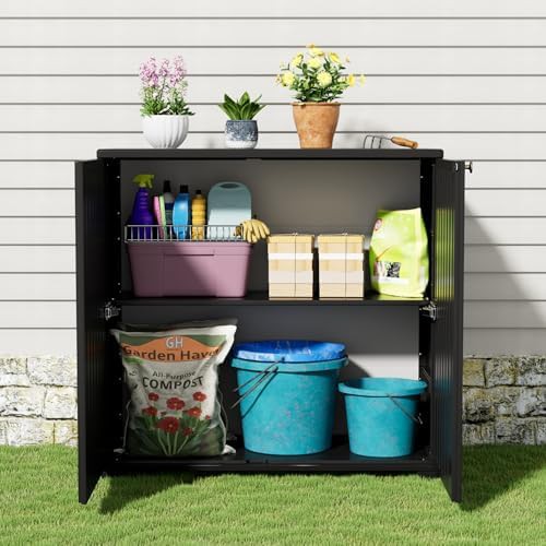 Black Resin Storage Cabinet with Shelves — photo 4