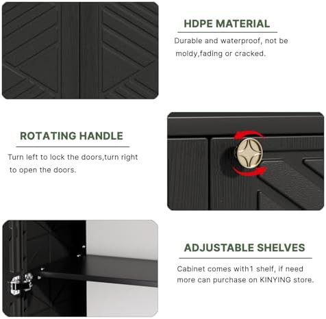 Black Resin Storage Cabinet with Shelves — photo 5