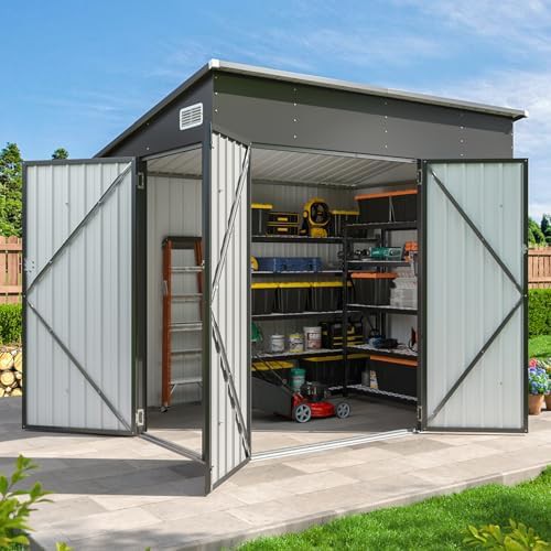 Black triple door bike and tool shed