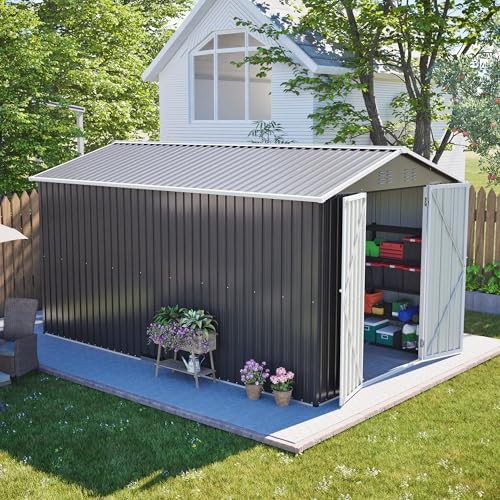Gray Metal Storage Shed with Lockable Doors — photo 5
