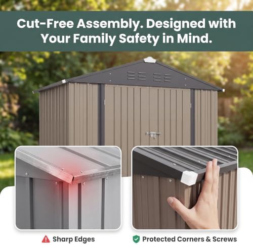 Brown Metal Storage Shed with Vents — photo 4