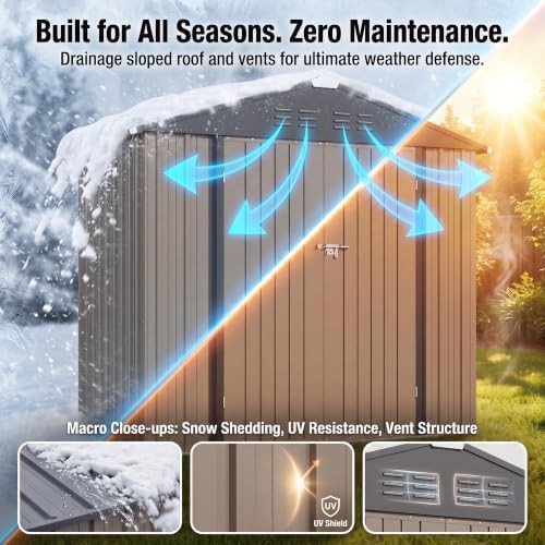 Brown Metal Storage Shed with Vents — photo 5