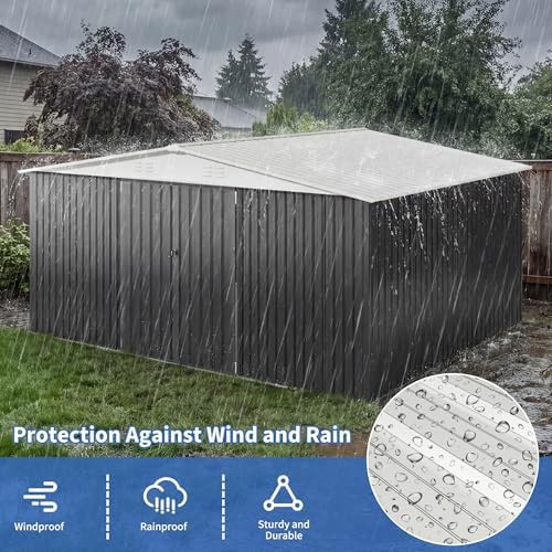 Lockable weatherproof metal lawn mower shed — photo 5