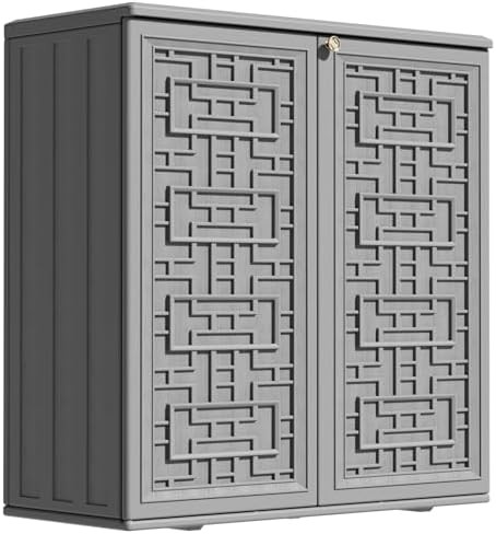 Gray resin horizontal outdoor storage shed