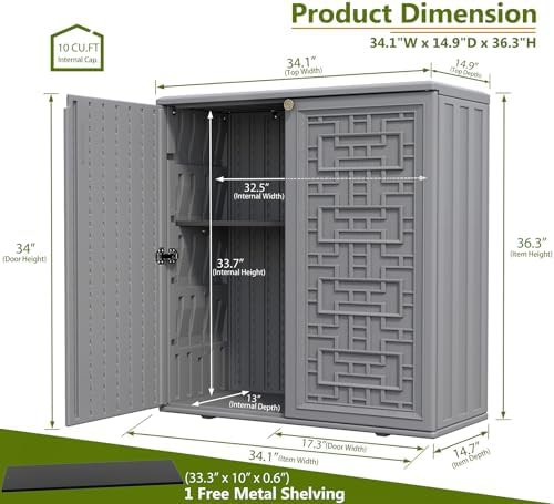 Gray resin horizontal outdoor storage shed — photo 3