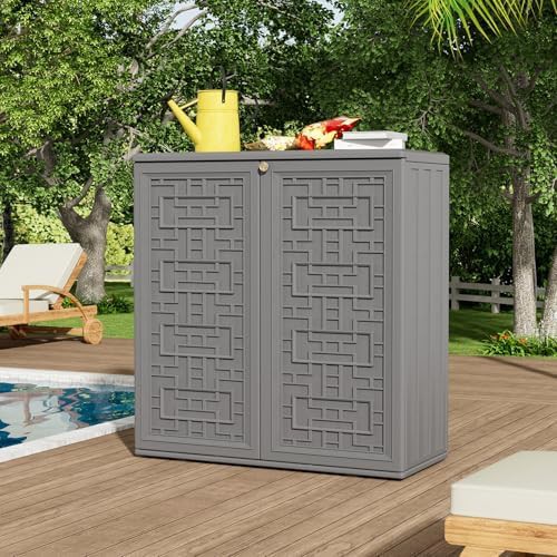 Gray resin horizontal outdoor storage shed — photo 4
