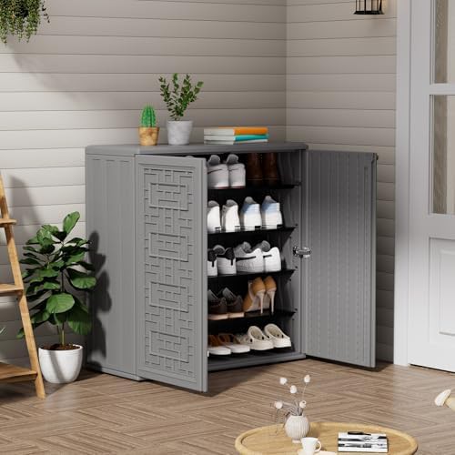 Gray resin horizontal outdoor storage shed — photo 5