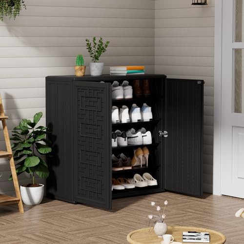 Black resin horizontal garden storage cabinet — photo 4