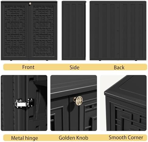 Black resin horizontal garden storage cabinet — photo 5