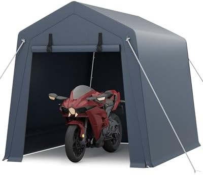 Gray portable zipper door storage shed