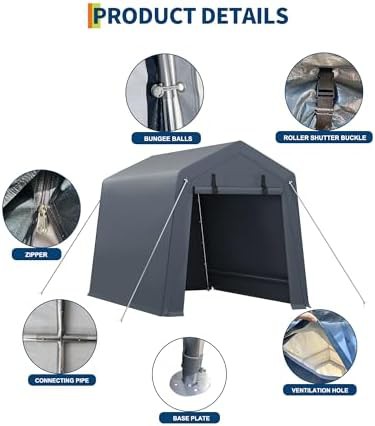 Gray portable zipper door storage shed — photo 3