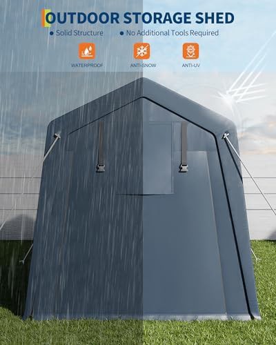Gray portable zipper door storage shed — photo 5