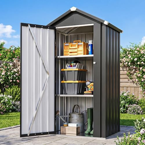 Black vertical metal storage cabinet
