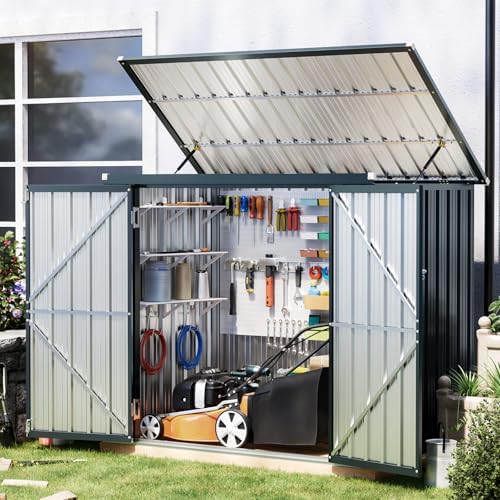 Metal trash can storage shed 6x3