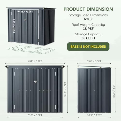 Metal trash can storage shed 6x3 — photo 3