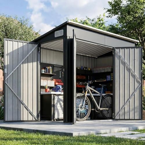 Weatherproof lean to shed with triple doors